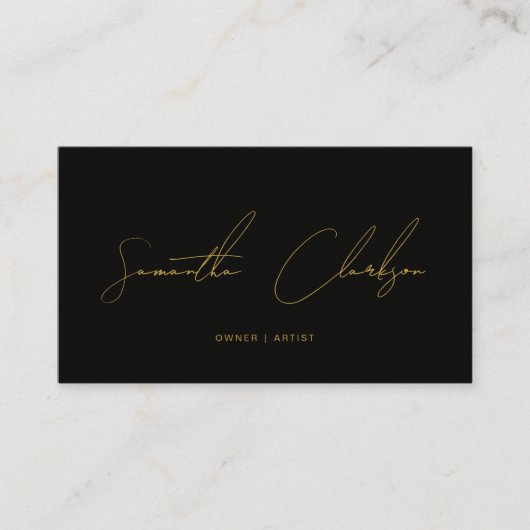 Handgeschriebenes Gold Script Minimalistisch Black Visitenkarte (Vorderseite)
