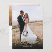 Handgeschriebenes Gold-Script mit Herz-Foto Hochze Dankeskarte (Vorne/Hinten)