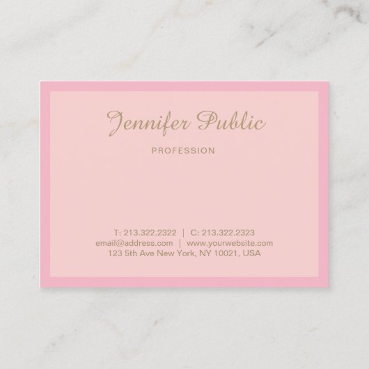 Handgeschriebenes Gold-Script-Template Modern Pink Visitenkarte (Rückseite)