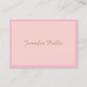 Handgeschriebenes Gold-Script-Template Modern Pink Visitenkarte (Vorderseite)