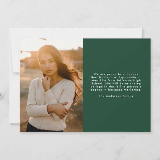 Handgeschriebenes Green Script 2 Foto Abschluss Ankündigung (Rückseite)