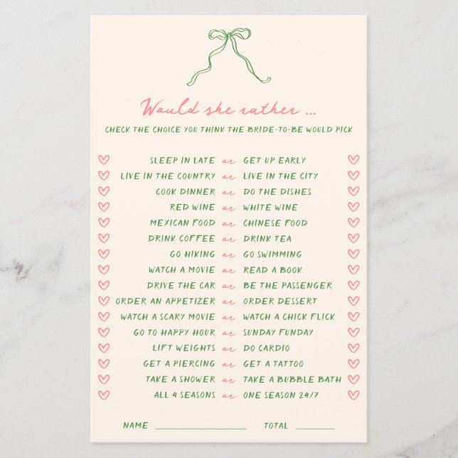 Handgeschriebenes grünes Rosa würde sie eher spiel (Vorderseite)