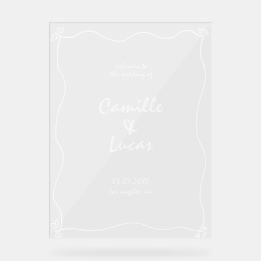 Handgeschriebenes, handgeschriebenes, akryllisches acrylschild (Vorderseite)