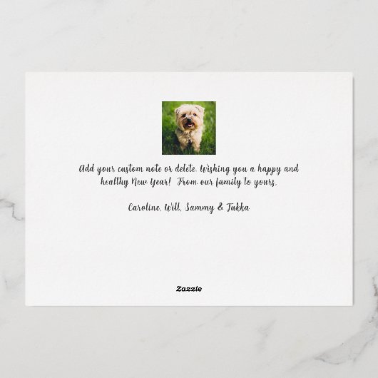 Handgeschriebenes Happy Holidays Foto Collage Gold Folieneinladung (Rückseite)