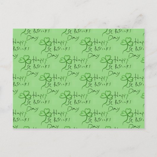 Handgeschriebenes Happy St Patrick's Day Kleeblatt Postkarte (Vorderseite)