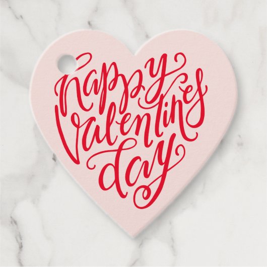 Handgeschriebenes Happy Valentine's Day Skript Her Geschenkanhänger (Vorderseite)