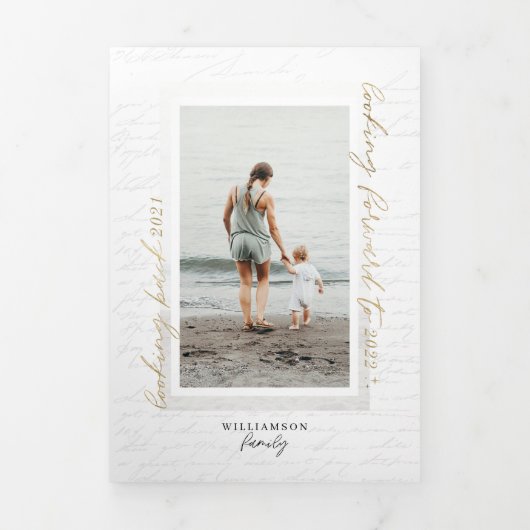 Handgeschriebenes Jahr in Review Letter Scrapbook- Dreifach Gefaltete Einladung (Cover)