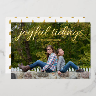 Handgeschriebenes Joyful Tidings Foto Folien Feiertagskarte