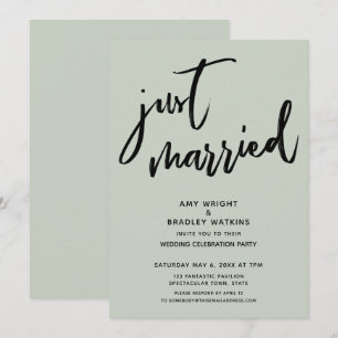 Handgeschriebenes "Just Married" Sage Hochzeitsemp Einladung
