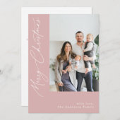 Handgeschriebenes Kalligrafie Blush Pink Weihnacht Feiertagskarte (Vorne/Hinten)