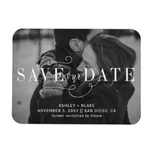 Handgeschriebenes Kalligrafie-Foto Save the Date Magnet