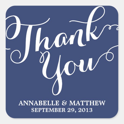 Handgeschriebenes Kalligrafie-Gastgeschenk Hochzei Quadratischer Aufkleber (Vorderseite)