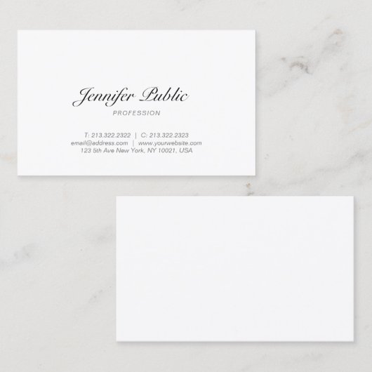 Handgeschriebenes Kalligrafie-Skript Smart Hübsch Visitenkarte (Vorne/Hinten)