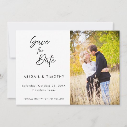 Handgeschriebenes klassisches Skript-Foto | Hochze Save The Date (Vorderseite)