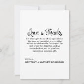 Handgeschriebenes künstlerisches Hochzeitsszenario Karte (Rückseite)