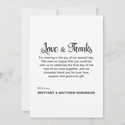 Handgeschriebenes künstlerisches Hochzeitsszenario Karte (Rückseite)