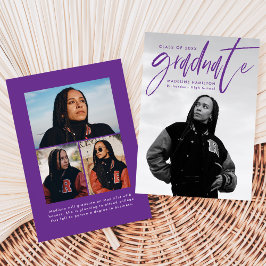 Handgeschriebenes Lila Pinselskript 4 Foto Abschlu Ankündigung