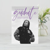 Handgeschriebenes Lila Pinselskript 4 Foto Abschlu Ankündigung (Stehend Vorderseite)