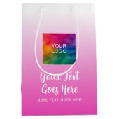 Handgeschriebenes Logo hier Rosa benutzerdefiniert Mittlere Geschenktüte (Vorderseite)