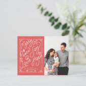 Handgeschriebenes Merry Peace Joy Liebe Hope Red F Postkarte (Stehend Vorderseite)
