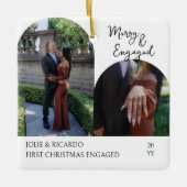 Handgeschriebenes Merry und Verlobt Arch Foto Keramikornament (Vorderseite)