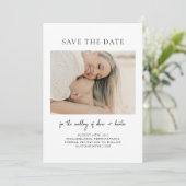 Handgeschriebenes Minimalistisches Foto Save The Date (Stehend Vorderseite)