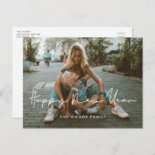 Handgeschriebenes minimalistisches Happy New Year  Postkarte (Vorne/Hinten)