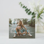 Handgeschriebenes minimalistisches Happy New Year  Postkarte (Stehend Vorderseite)