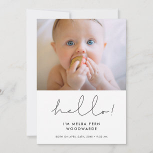 Handgeschriebenes minimalistisches Hello New Baby  Ankündigung