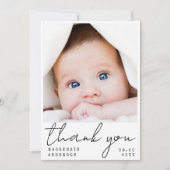 Handgeschriebenes Minimalistisches neues Baby Dank Dankeskarte (Vorderseite)