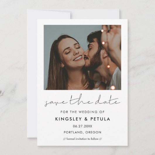 Handgeschriebenes minimalistisches Save the Date F (Vorderseite)