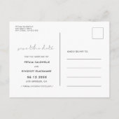 Handgeschriebenes minimalistisches Save the Date F Ankündigungspostkarte (Rückseite)