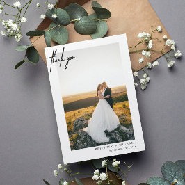 Handgeschriebenes, modernes, einfaches Foto Dankeskarte