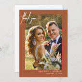 Handgeschriebenes modernes einfaches Foto Terracot Dankeskarte (Vorne/Hinten)