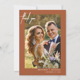 Handgeschriebenes modernes einfaches Foto Terracot Dankeskarte