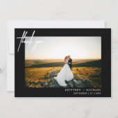 Handgeschriebenes modernes Foto Danke, Black Dankeskarte (Vorderseite)