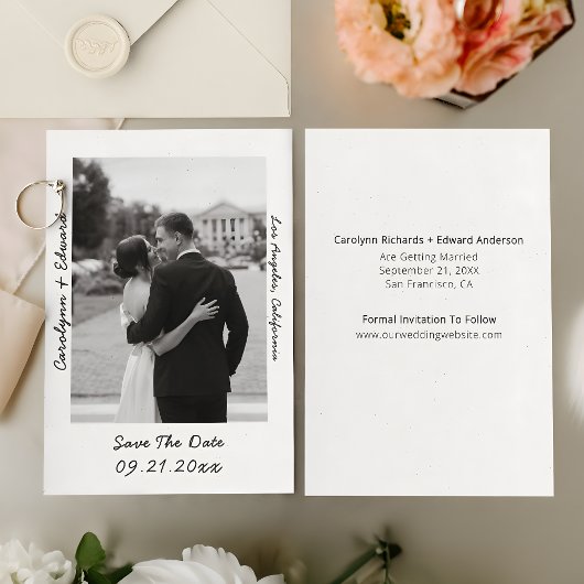Handgeschriebenes modernes Foto-Hochzeit spart das Save The Date
