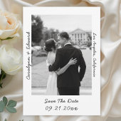 Handgeschriebenes modernes Foto-Hochzeit spart das Save The Date