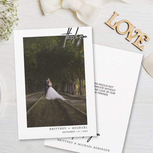 Handgeschriebenes, modernes Foto mit einfacher Kon Dankeskarte