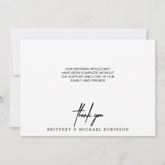 Handgeschriebenes modernes Foto Vielen Dank Navy B Dankeskarte (Rückseite)