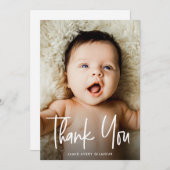 Handgeschriebenes modernes Minimalistisches neues Dankeskarte (Vorne/Hinten)