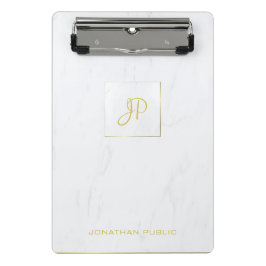 Handgeschriebenes Monogram Marble Gold Moderne Ele Mini Klemmbrett