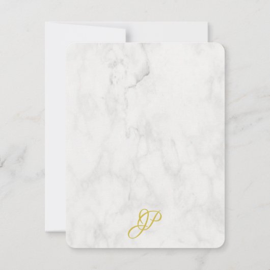 Handgeschriebenes Monogram Name Gold Text Script E Mitteilungskarte (Rückseite)