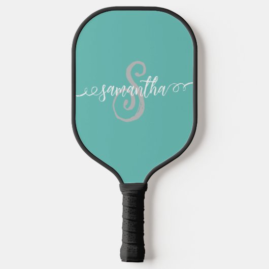 Handgeschriebenes Monogram Name-Skript Pickleball Schläger (Rückseite)
