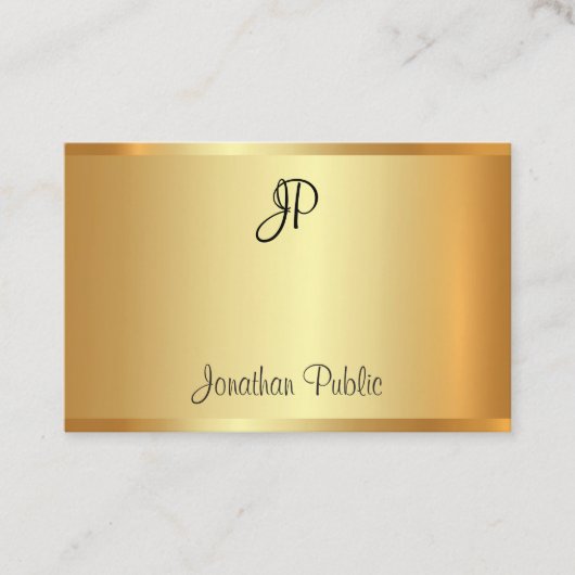 Handgeschriebenes Monogram Script Gold Moderne Ele Visitenkarte (Vorderseite)