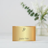 Handgeschriebenes Monogram Script Gold Moderne Ele Visitenkarte (Stehend Vorderseite)