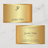 Handgeschriebenes Monogram Script Gold Moderne Ele Visitenkarte (Vorne/Hinten)