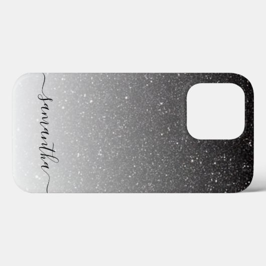 Handgeschriebenes Monogramm Fading Ombre Glitzern Case-Mate iPhone Hülle (Rückseite (Horizontal))
