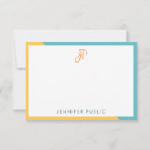Handgeschriebenes Monogramm Modernes einfaches Tem Mitteilungskarte (Rückseite)