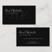 handgeschriebenes Monogramm schwarz Visitenkarte (Vorne/Hinten)